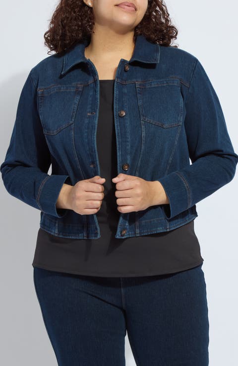 Curve Hem Denim Jacket (Plus)
