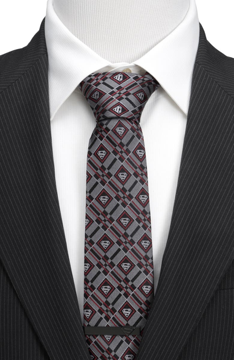Cufflinks, Inc. DC Comics Superman Geometric Gray Silk Tie, Alternate, color, Silver