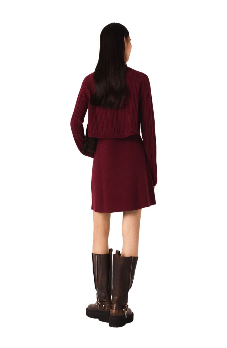 maje 2-in-1 knit mini dress, Alternate, color, Burgundy