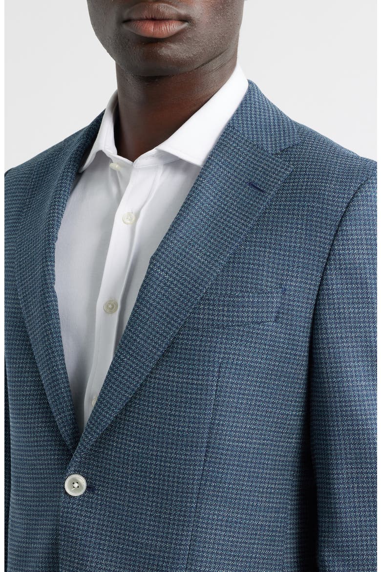 Hutson Slim Fit Micocheck Wool Blend Sport Coat, Alternate, color, DARK BLUE