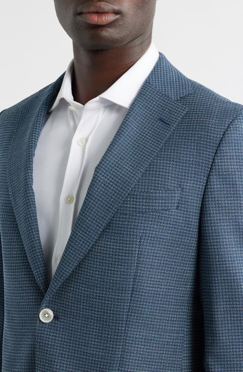 BOSS Hutson Slim Fit Micocheck Wool Blend Sport Coat, Alternate, color, Dark Blue
