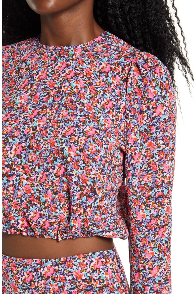 Reca Floral Tie Back Top, Alternate, color, RETRO PINK FLORAL