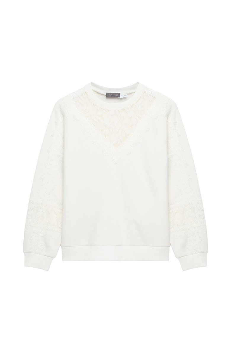 MINT VELVET Lace Detail Sweatshirt, Alternate, color, Ivory