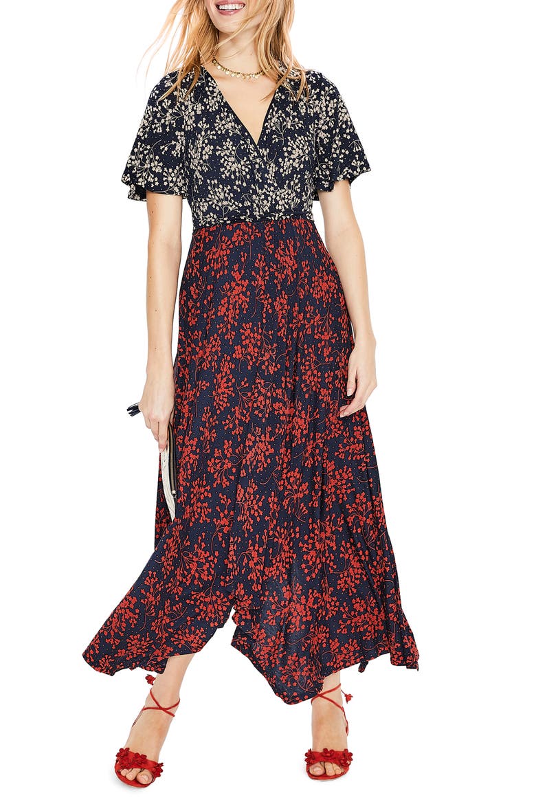 Heather Jersey Midi Dress, Main, color, NAVY FLORAL BLOOM