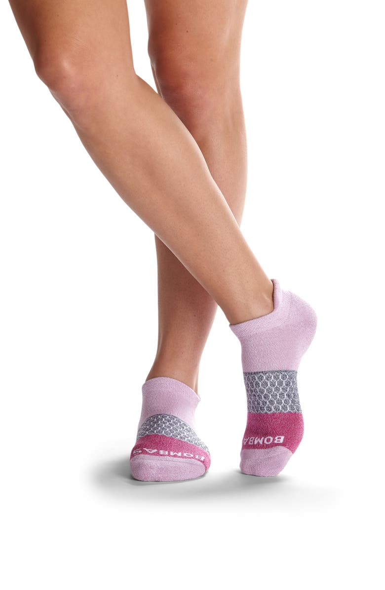 Bombas Triblock Marl Ankle Socks, Alternate, color, Mauve/ Ink/ Berry