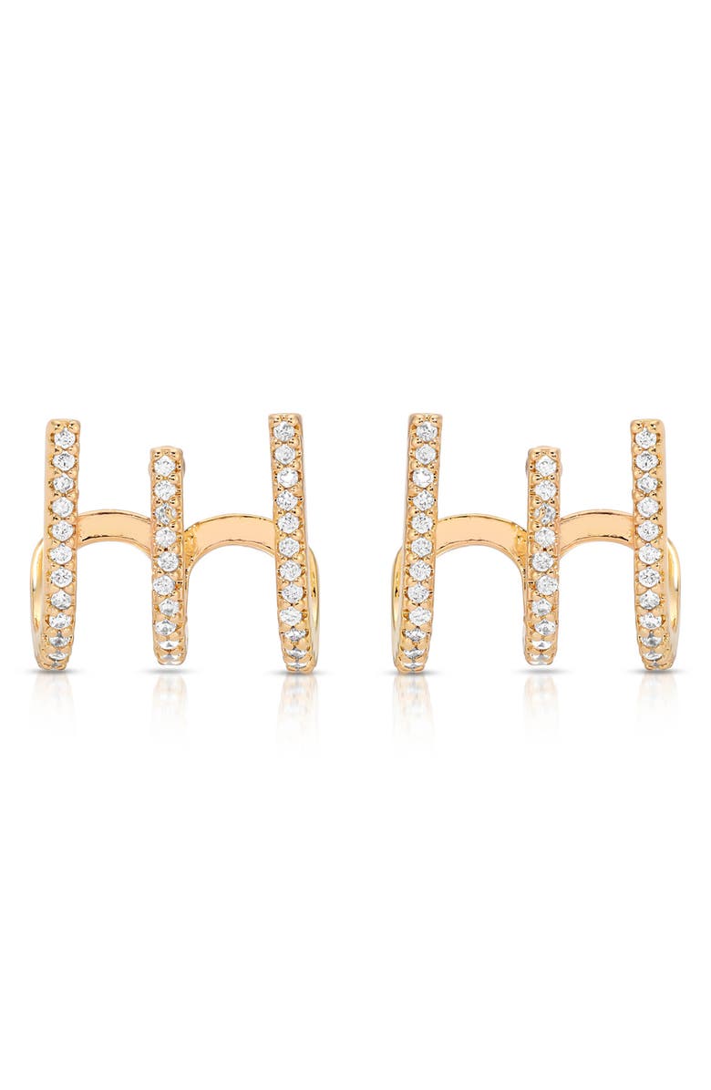 Ettika Crystal Ear Wrap Stud Earrings, Alternate, color, Gold