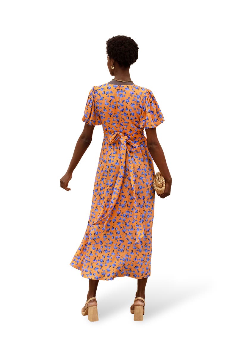 Ro&Zo Floral Puff Sleeve Dress, Alternate, color, Orange