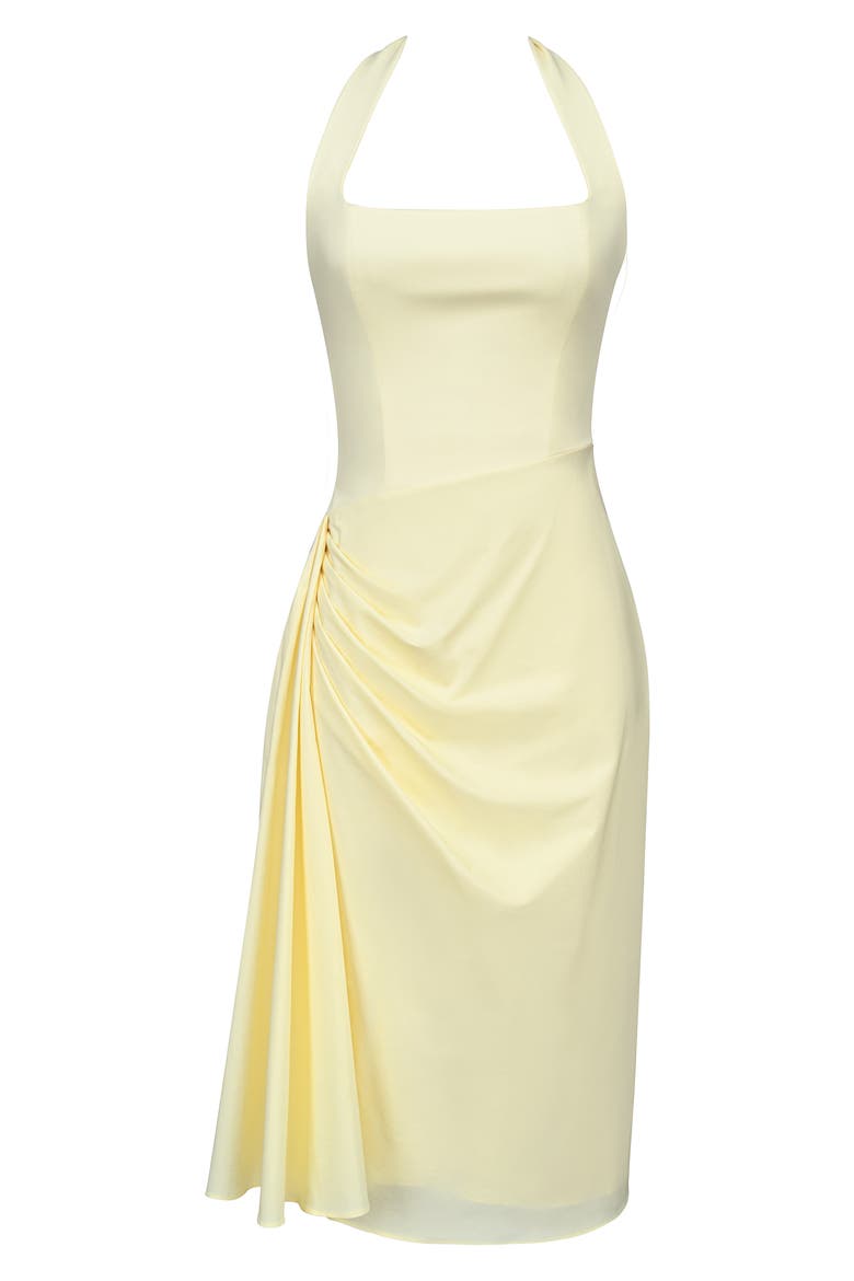 Tallulah Halter Neck Stretch Cotton Midi Dress, Alternate, color, LEMON