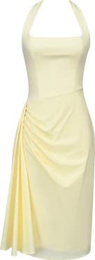 HOUSE OF CB Tallulah Halter Neck Stretch Cotton Midi Dress