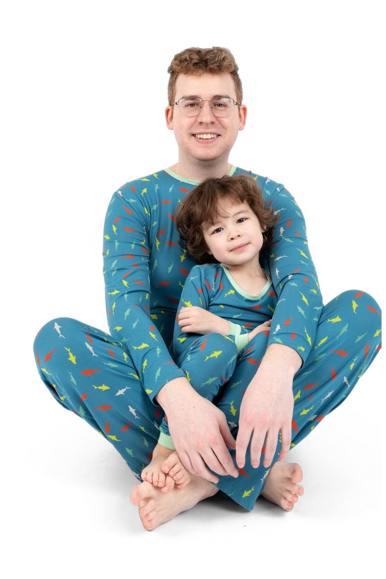 2-pc. Soft Stretch Viscose Matching Family Holiday Pajamas, Alternate, color, Fish Blue