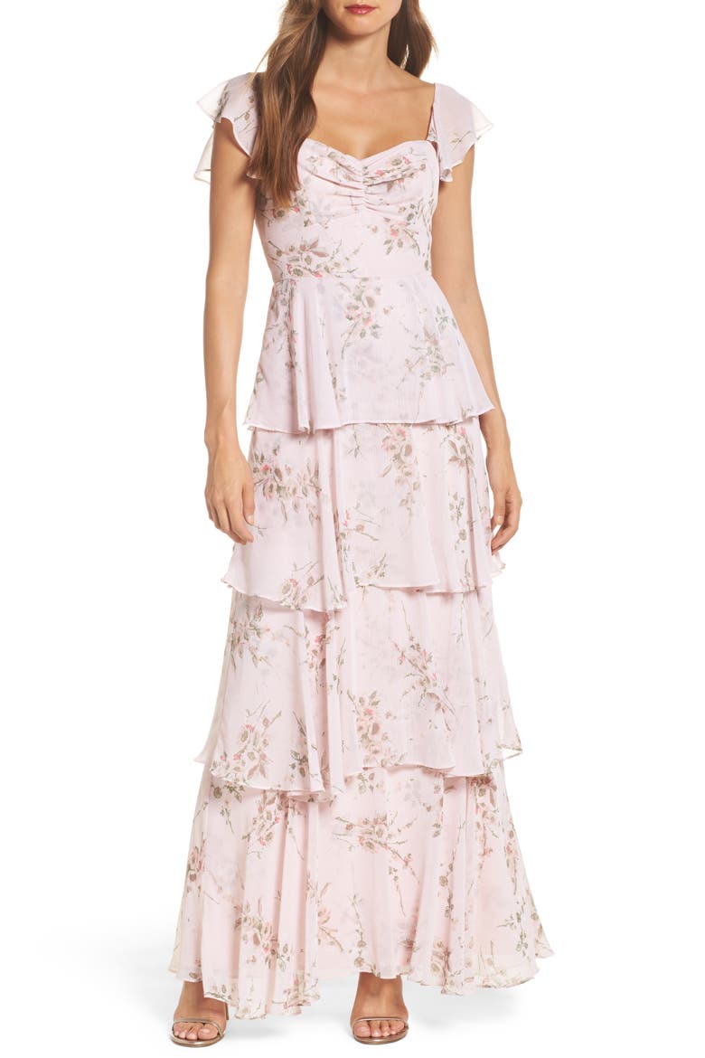 Abby Off the Shoulder Tiered Dress, Main, color, GARDEN FLORAL