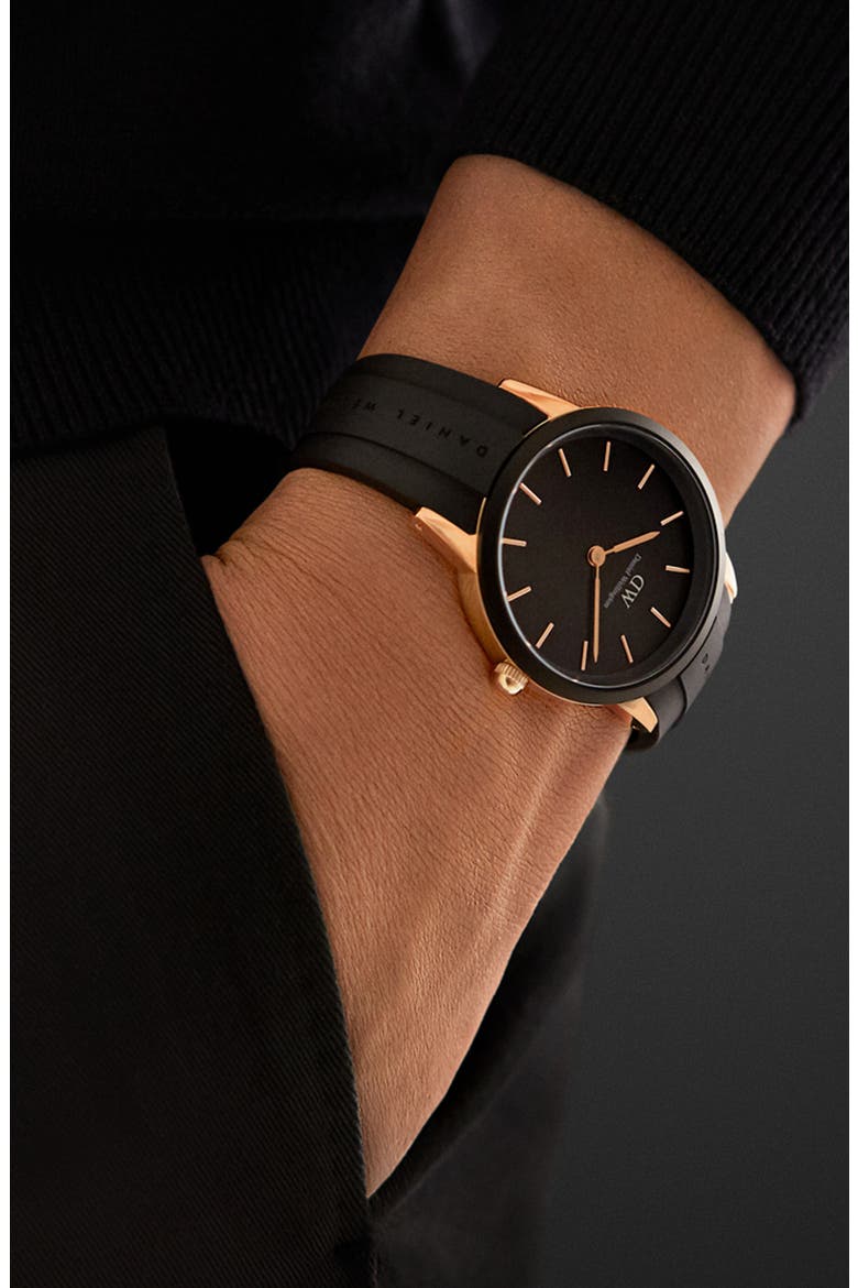 Iconic Motion Rubber Strap Watch, 40mm, Alternate, color, ROSE GOLD/WHITE