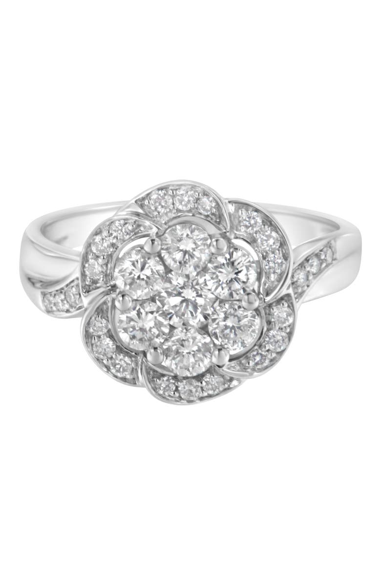 Haus of Brilliance 14K White Gold Floral Cluster 1.00 Cttw Diamond Ring, Alternate, color, White Gold