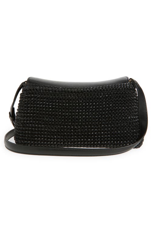 Totême Toteme T-lock Top Handle Woven Leather Clutch In Black
