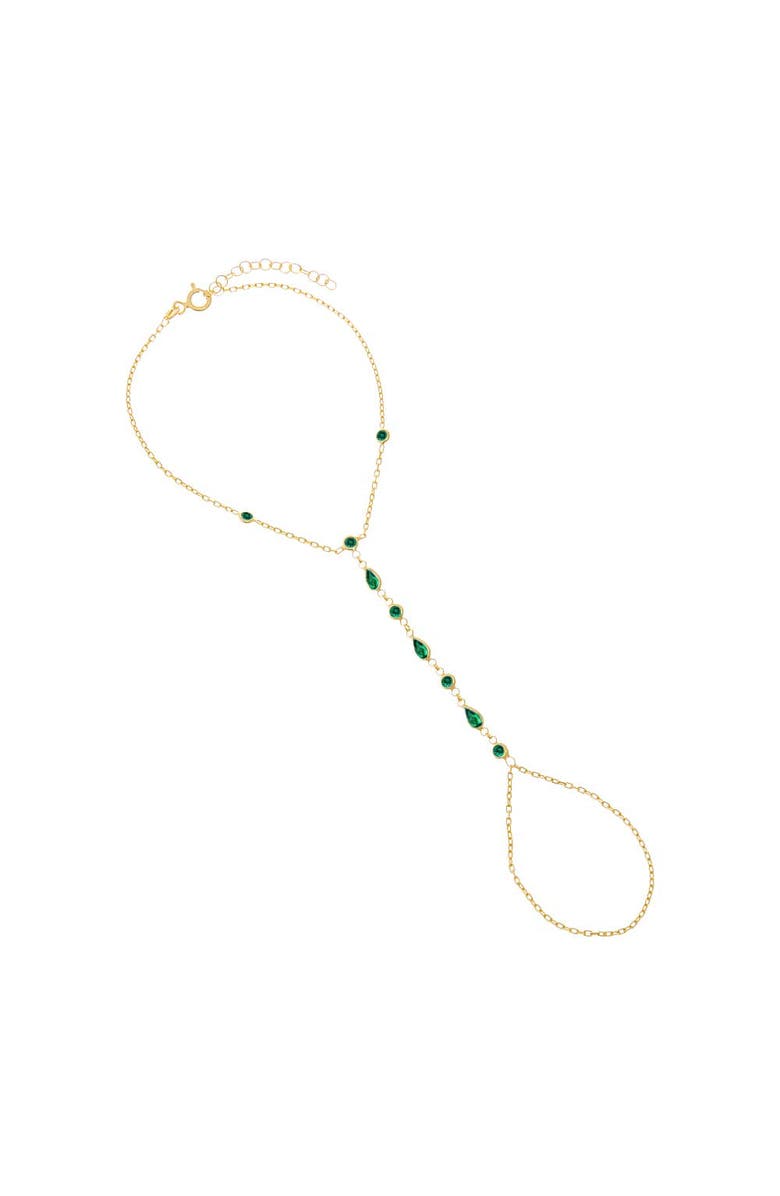 BY ADINA EDEN Colored CZ Multishape Bezel Hand Chain, Main, color, Emerald Green