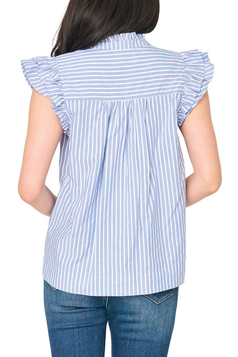 Stripe Flutter Sleeve Poplin Top, Alternate, color, FRENCH BLUE WHITE STRIPE
