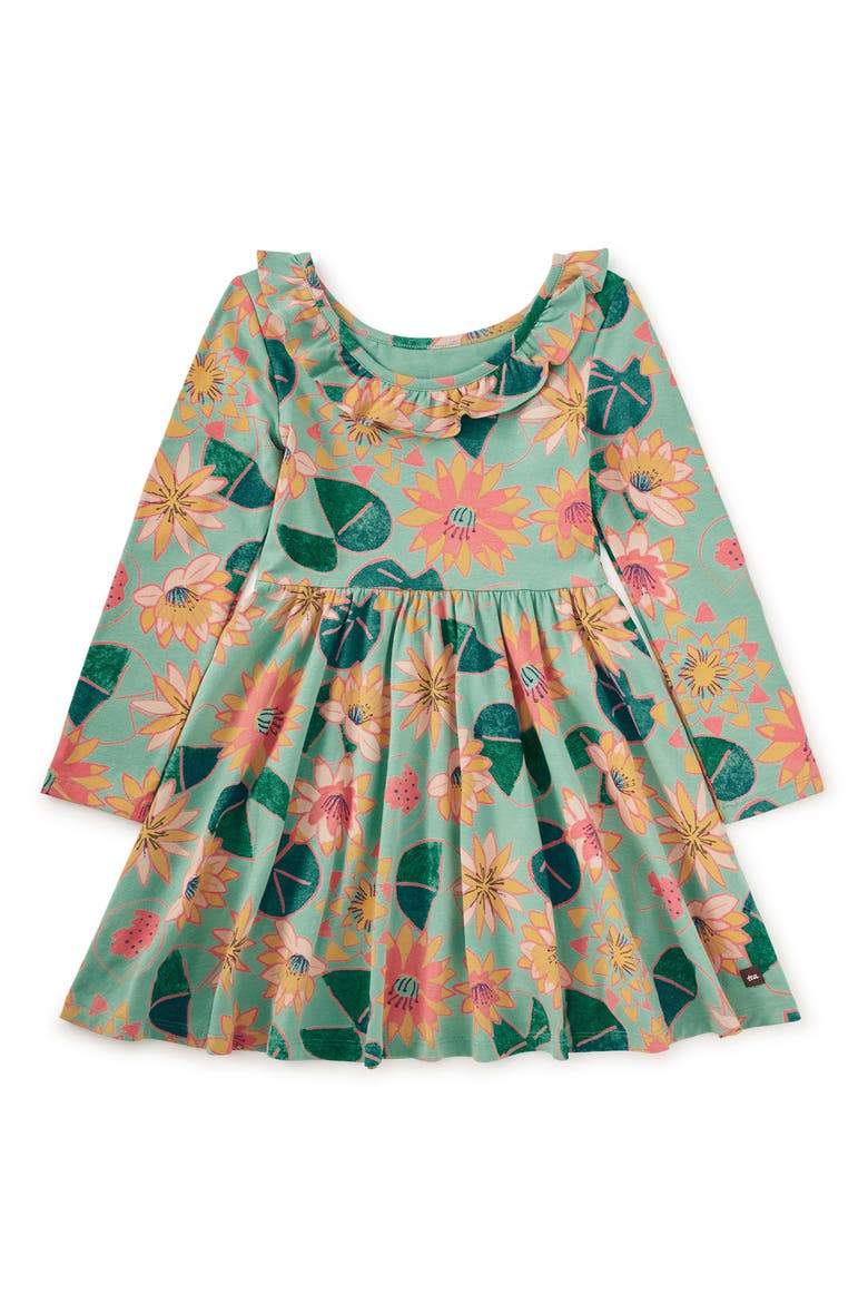 Ruffle Collar Ballet Dress, Alternate, color, Chalk Water Lillies