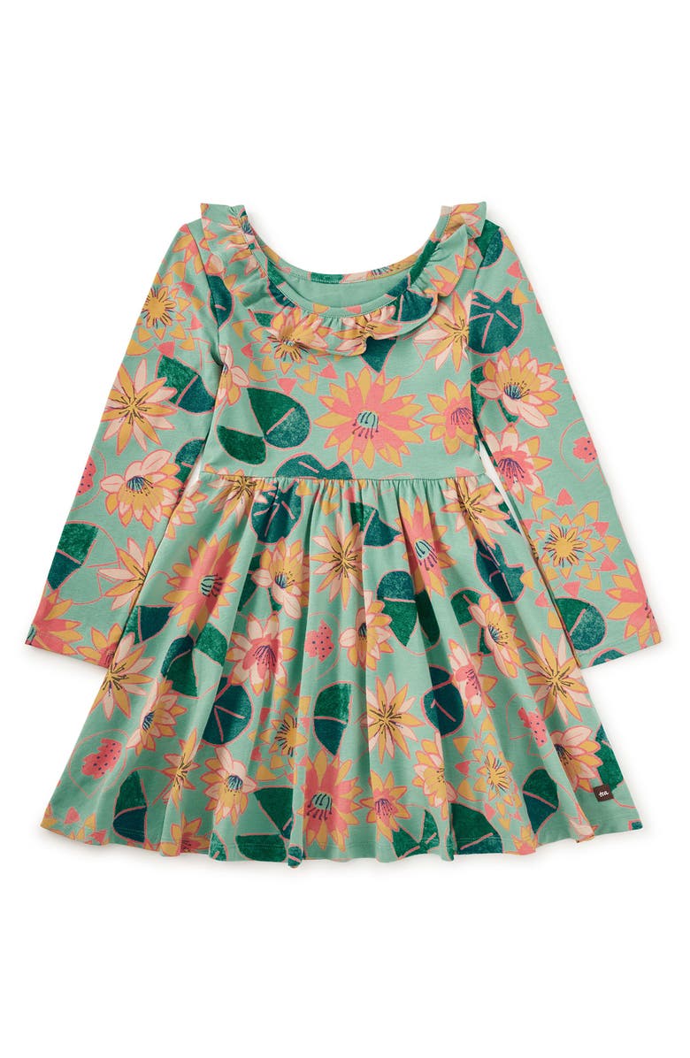 Tea Collection Ruffle Collar Ballet Dress, Alternate, color, Chalk Water Lillies