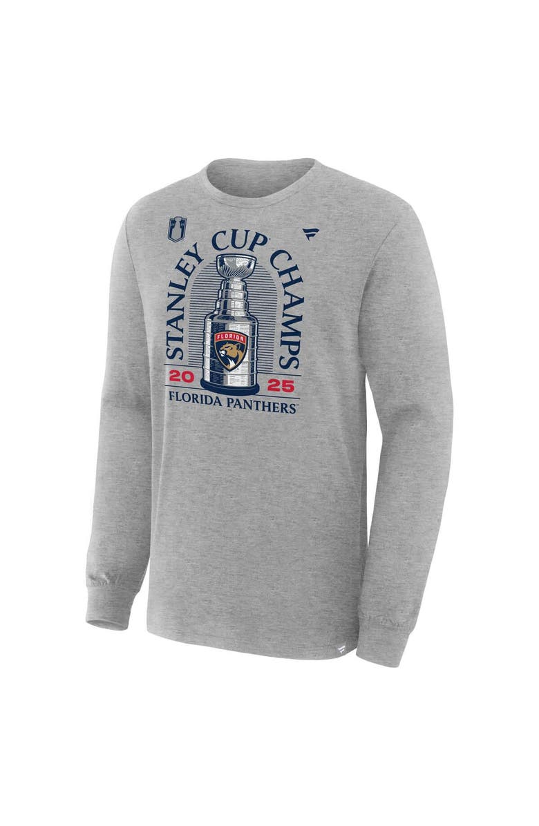 FANATICS Men's Fanatics Heather Gray Florida Panthers 2025 Stanley Cup Champions Locker Room Long Sleeve T-Shirt, Alternate, color,