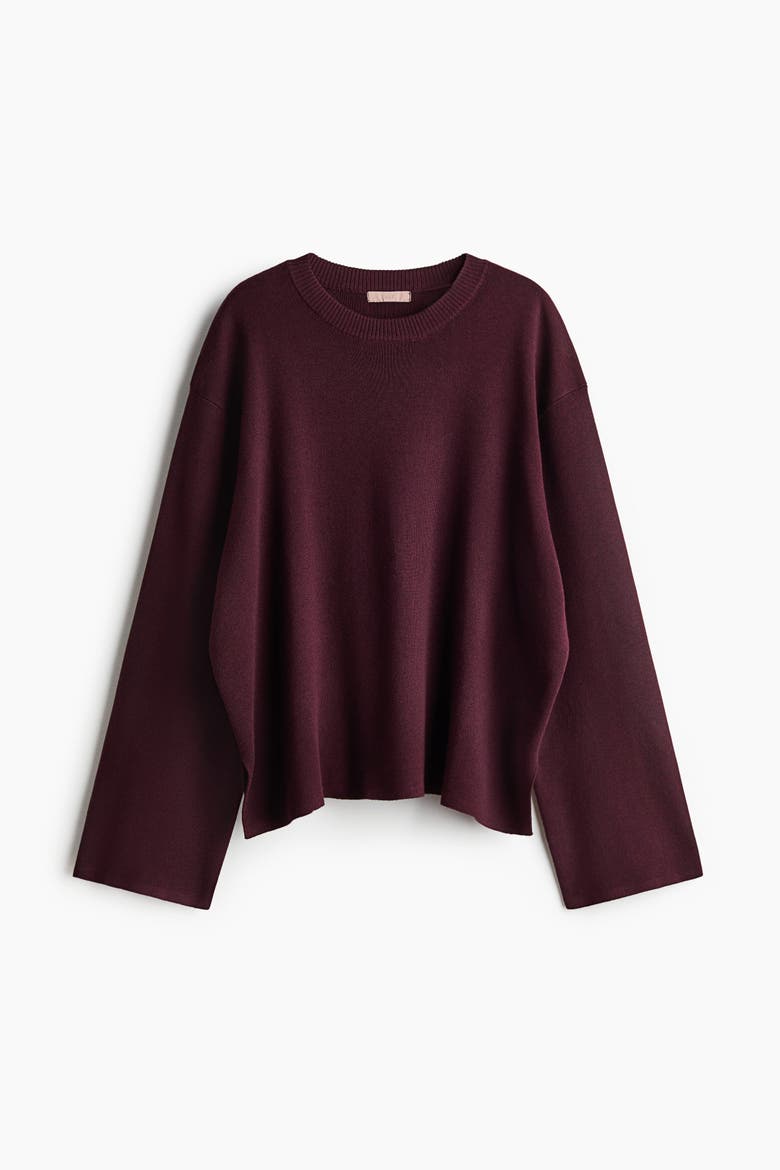 Oversized Fine-Knit Sweater, Alternate, color, Burgundy