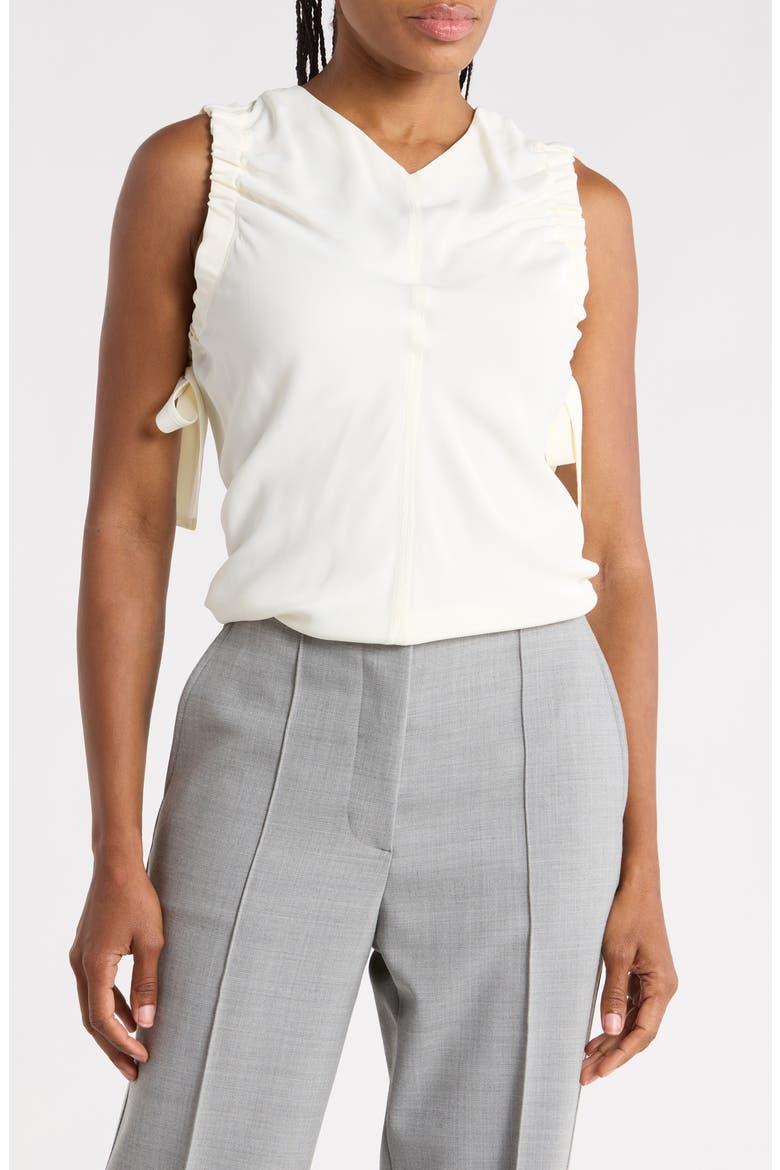 Ruched Sleeveless Shell, Main, color, IVORY
