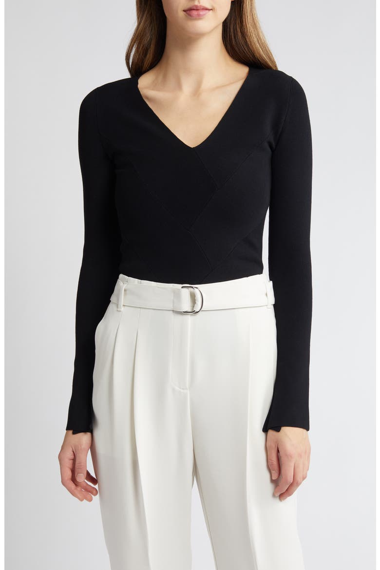 Fritzie V-Neck Knit Top, Main, color, BLK