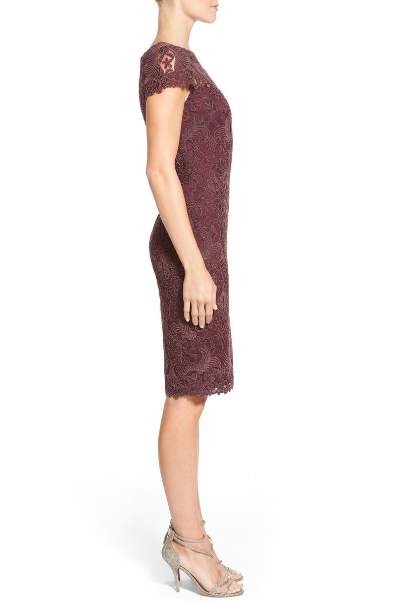 Tadashi Shoji Illusion Yoke Lace Sheath Dress, Alternate, color,