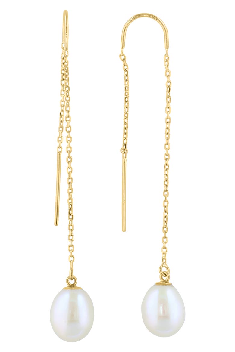 Freshwater Pearl Threader Drop Earrings, Alternate, color, WHITE