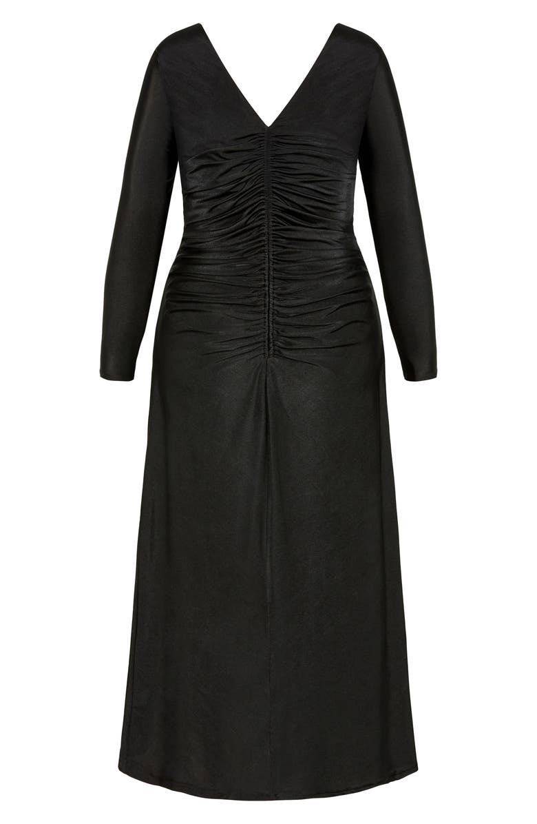 City Chic Avah Long Sleeve Ruched Dress, Alternate, color, Black