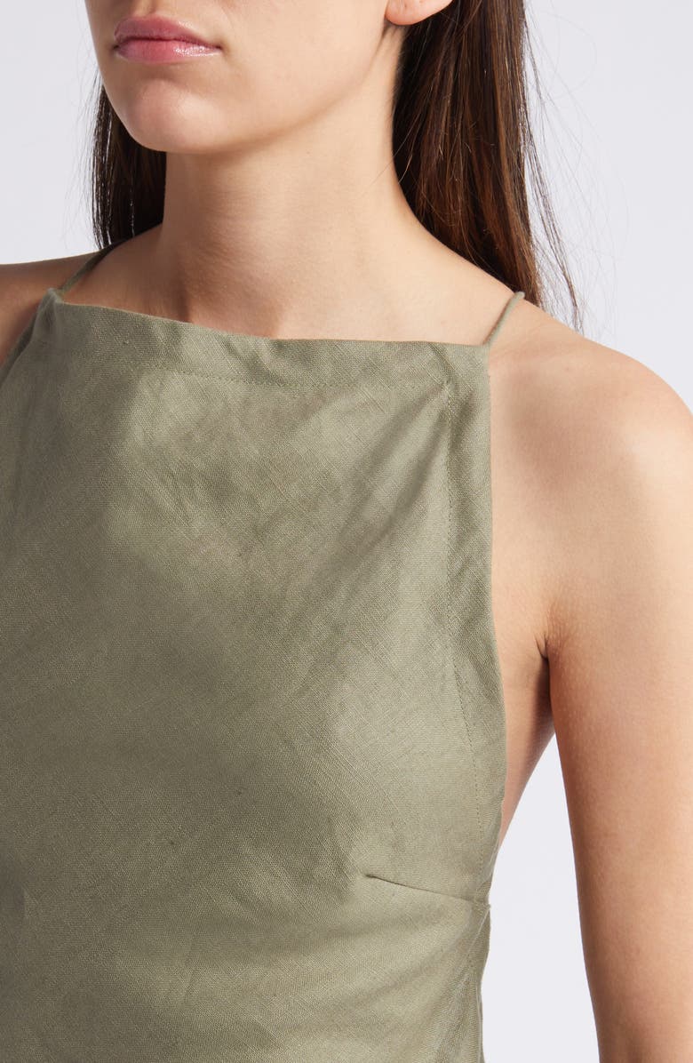 Faithfull the Brand Antibes Sleeveless Tie Back Linen Top, Alternate, color, Khaki