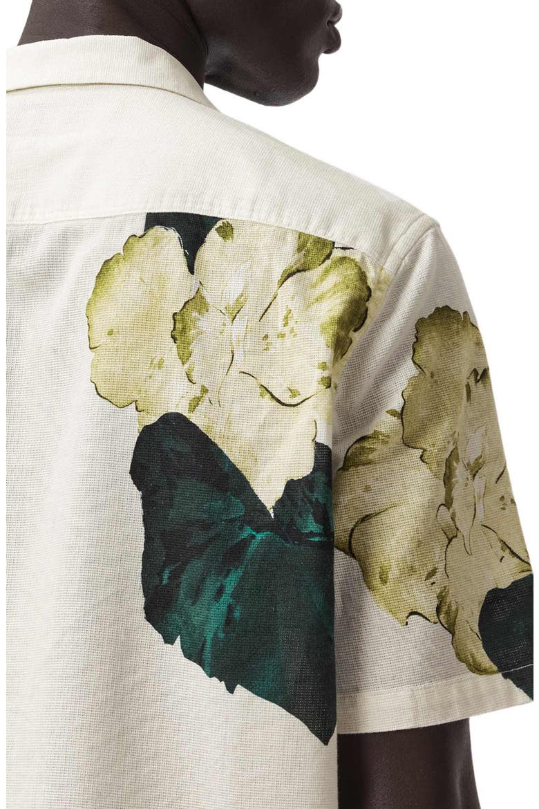 Nouvelle Floral Linen & Cotton Camp Shirt, Alternate, color, ECRU
