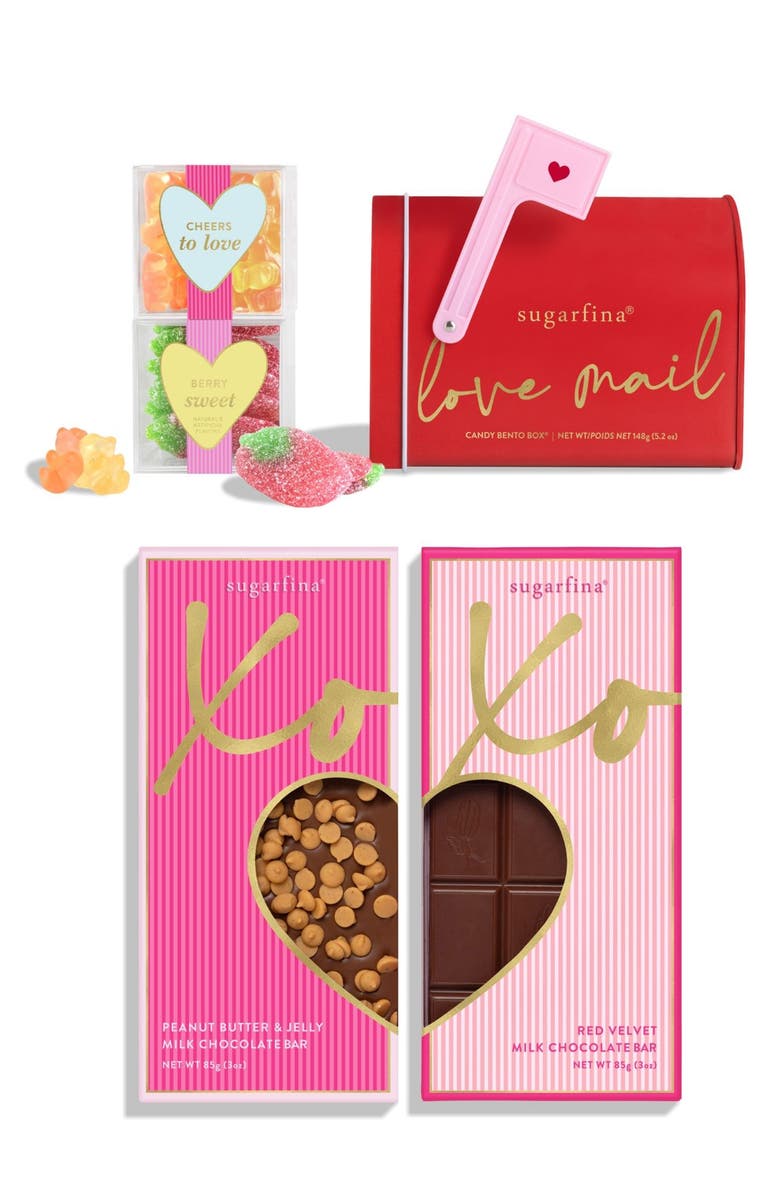 sugarfina Candy Mailbox & Chocolate Bars Gift Set, Main, color, 