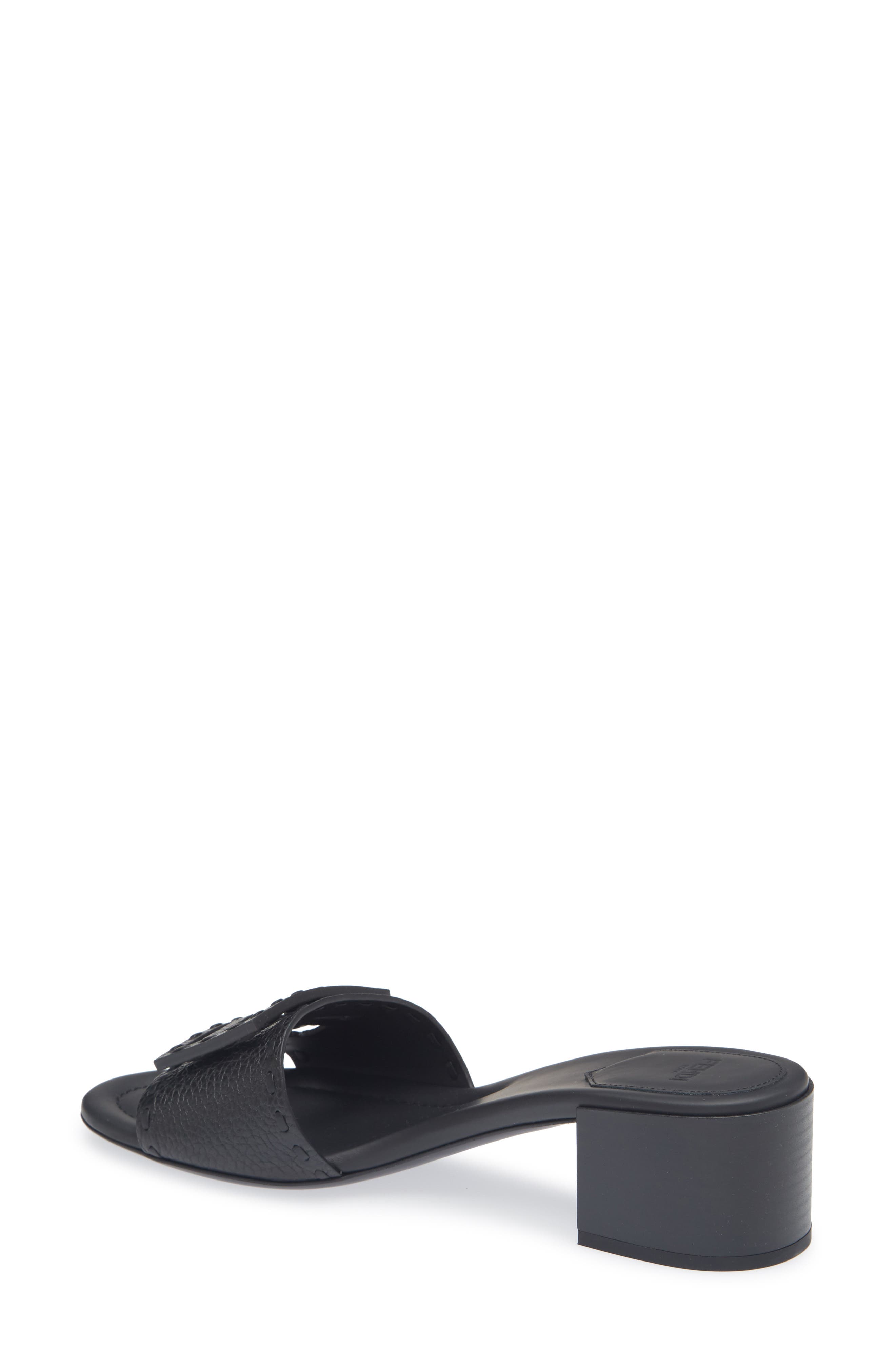 Fendi Baguette Slide Sandal, Alternate, color, Nero