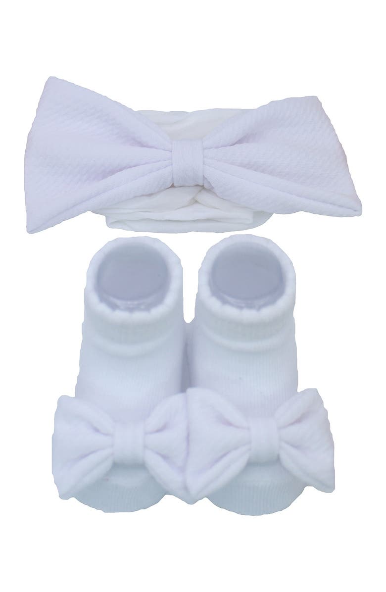 Laura Ashley White Bow Heaband & Sock 2-Piece Set, Alternate, color, 