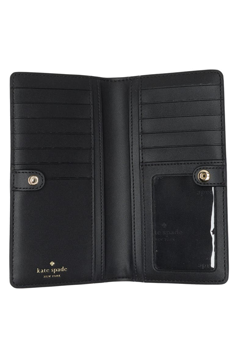 large slim saffiano leather bifold wallet, Alternate, color, BLACK