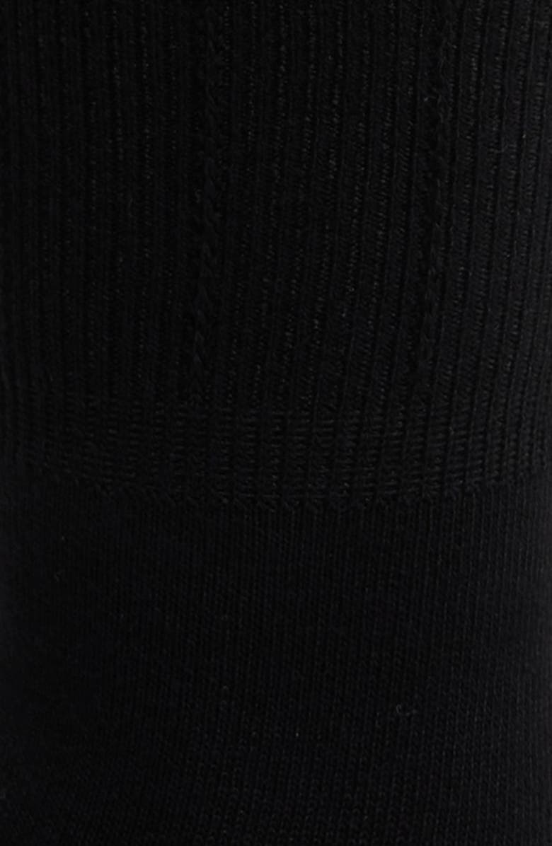 Hue Tulip Border Quarter Socks, Alternate, color, Black