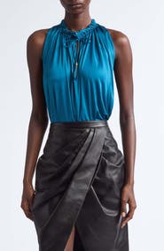 Balmain Pleated Viscose Jersey Halter Top