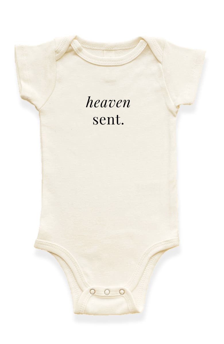 Tenth & Pine Heaven Sent Organic Cotton Baby Bodysuit, Main, color, Natural