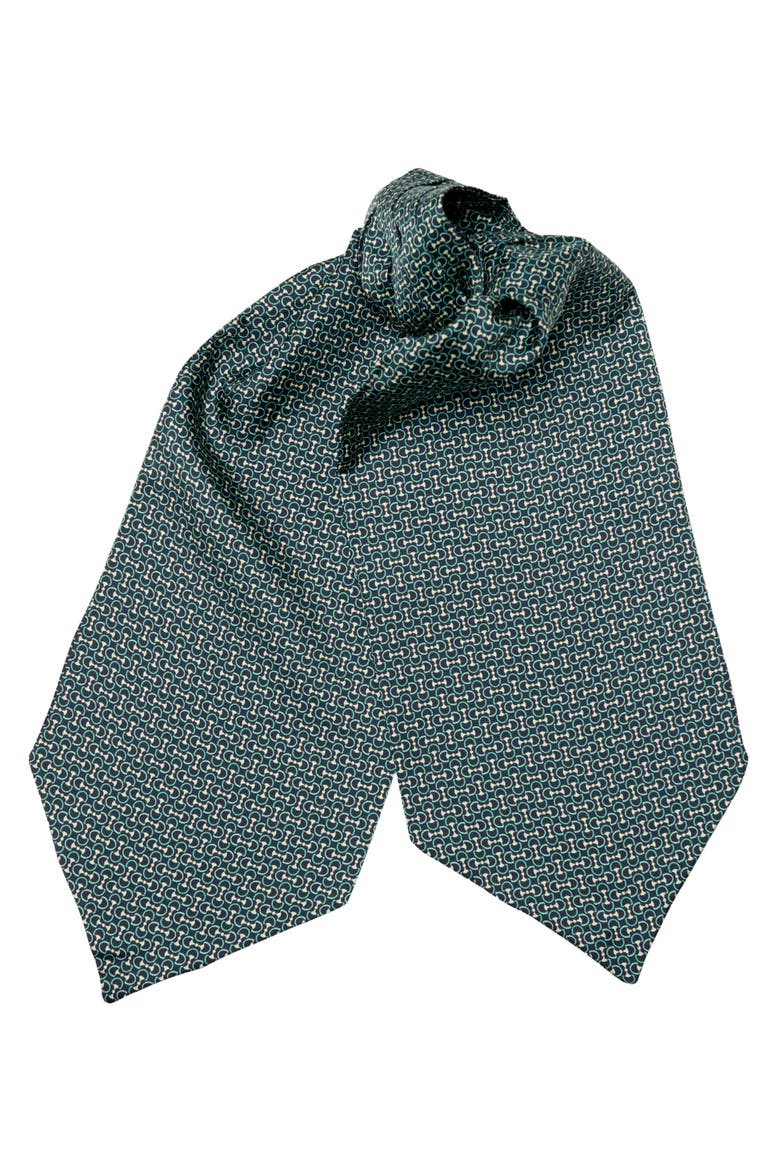 Condotti - Silk Ascot Cravat Tie for Men, Main, color, Green and Navy