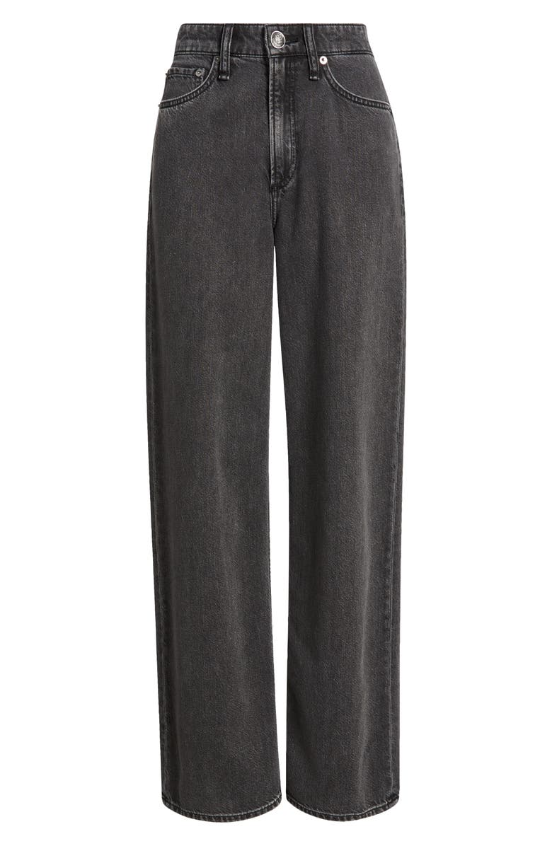 rag & bone Featherweight Logan High Waist Wide Leg Jeans, Alternate, color, Raven
