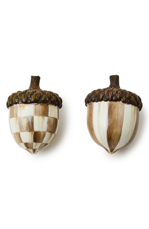 Set of 2 Mocha Check Acorns