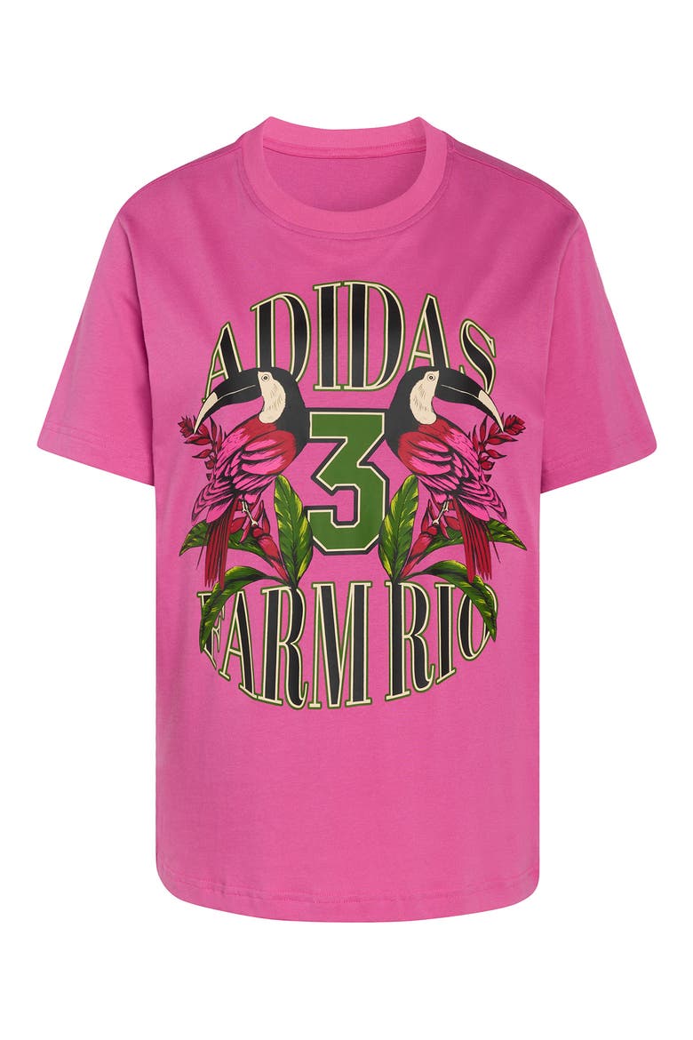 x Farm Rio Toucan Graphic T-Short, Alternate, color, FUCHSIA/ CRYSTAL LINEN