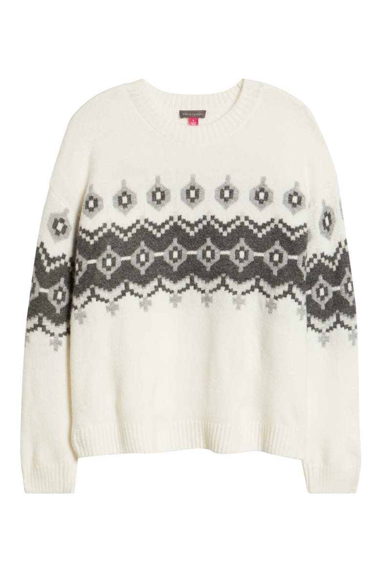 Fair Isle Crewneck Sweater, Alternate, color, ANTIQUE WHITE