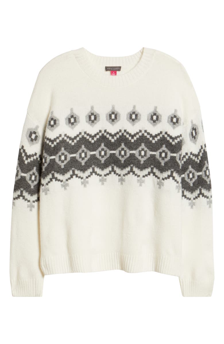 Vince Camuto Fair Isle Crewneck Sweater, Alternate, color, Antique White