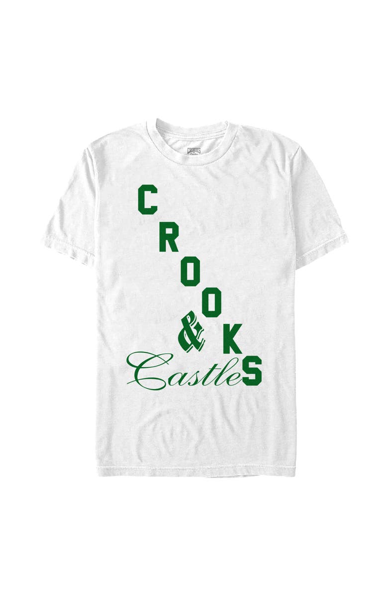 Crooks & Castles Men's Crooks & Castles Green Big Bold Logo Graphic T-Shirt, Main, color, White