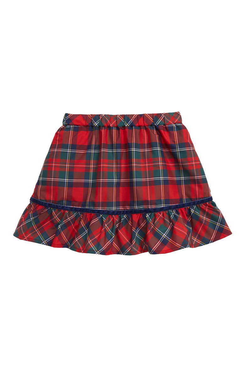 Merry Plaid Skirt, Main, color, RED VELVET