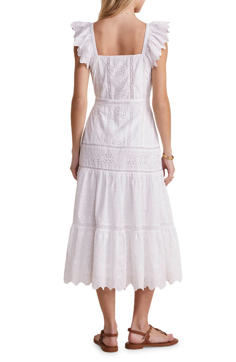 vineyard vines Eyelet Embroidered Flutter Sleeve Cotton Midi Dress, Alternate, color, 