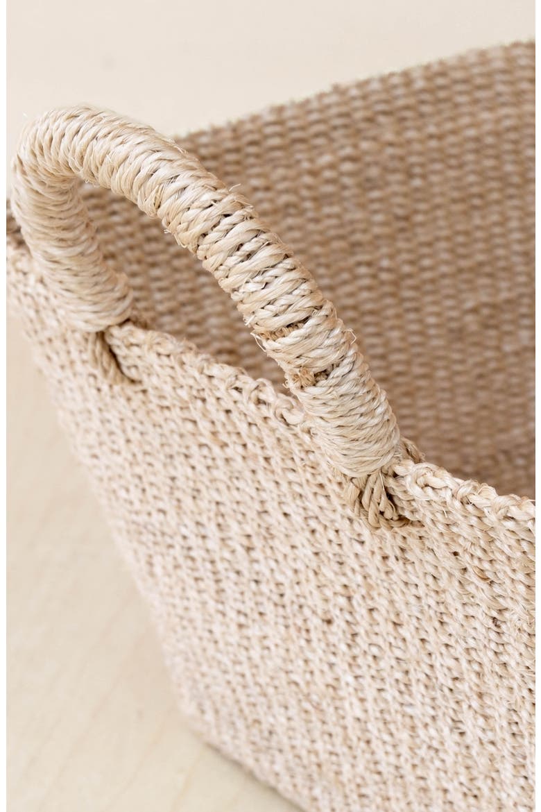 Tapered Square Tabletop Basket with Handles, Alternate, color, Natural