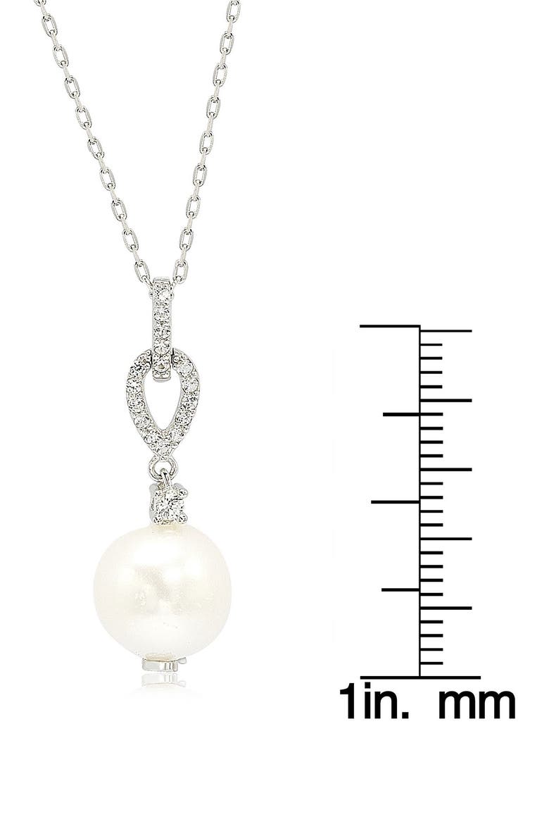 Sterling Silver 10mm Freshwater Pearl & Created Sapphire Pendant, Alternate, color, WHITE