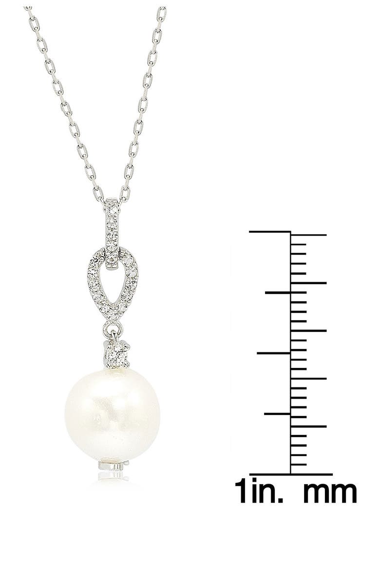 SUZY LEVIAN Sterling Silver 10mm Freshwater Pearl & Created Sapphire Pendant, Alternate, color, White